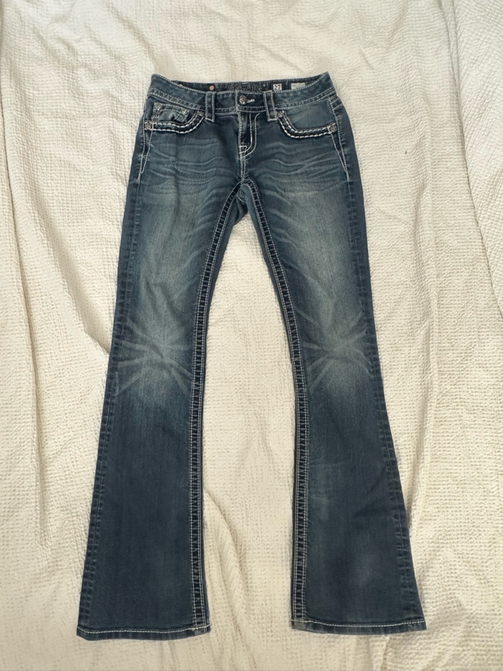 Miss Me Dark wash Signature Boot Cut Bling  Jeans Size 27